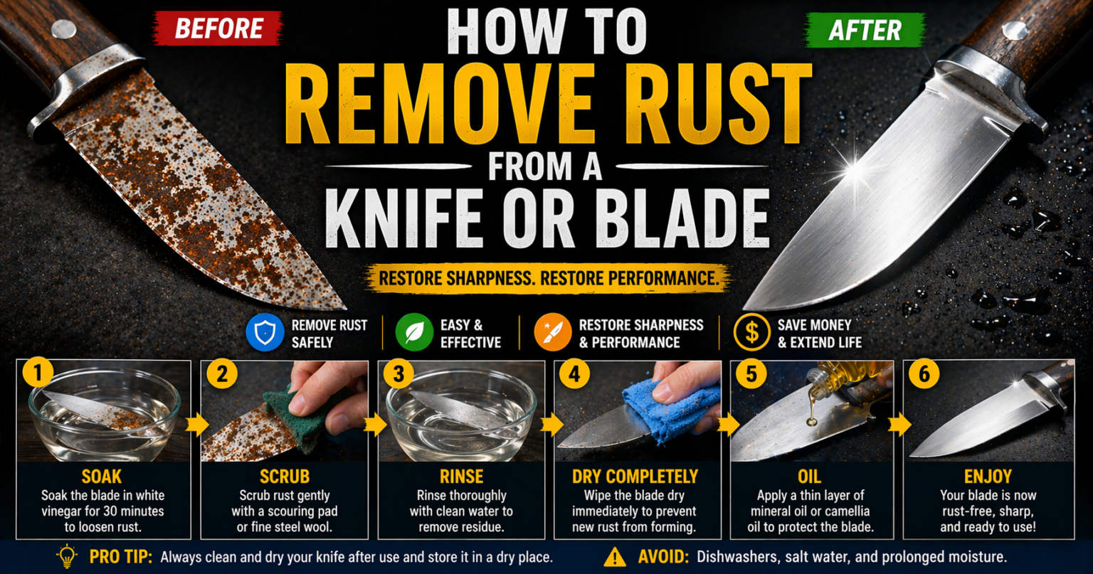 How to Remove Rust from a Knife or Blade – Rust Restoration | Remove ...